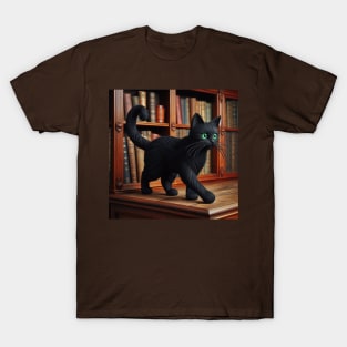 Thread cat in the library T-Shirt